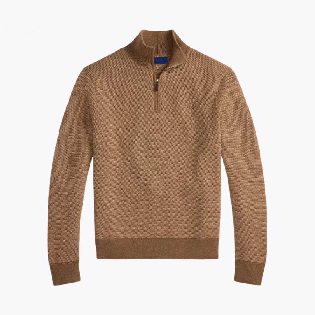 Washable Wool Sweater with Quarter Zip