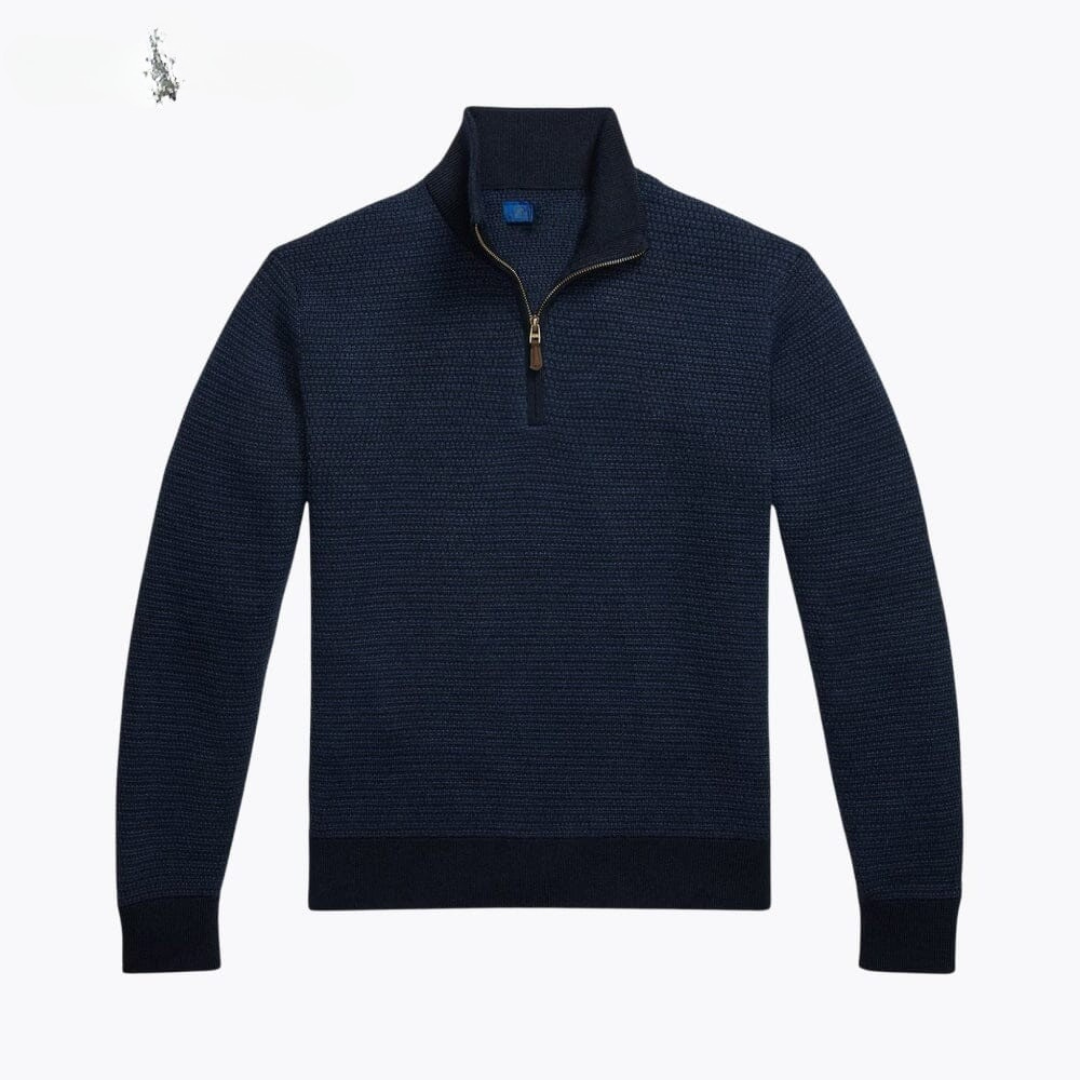 Washable Wool Sweater with Quarter Zip